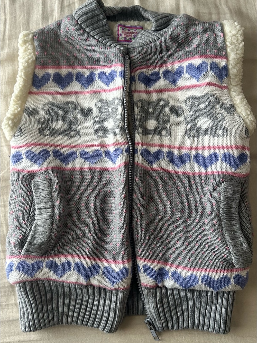 Kids' Gray Heart & Teddy Knit Vest